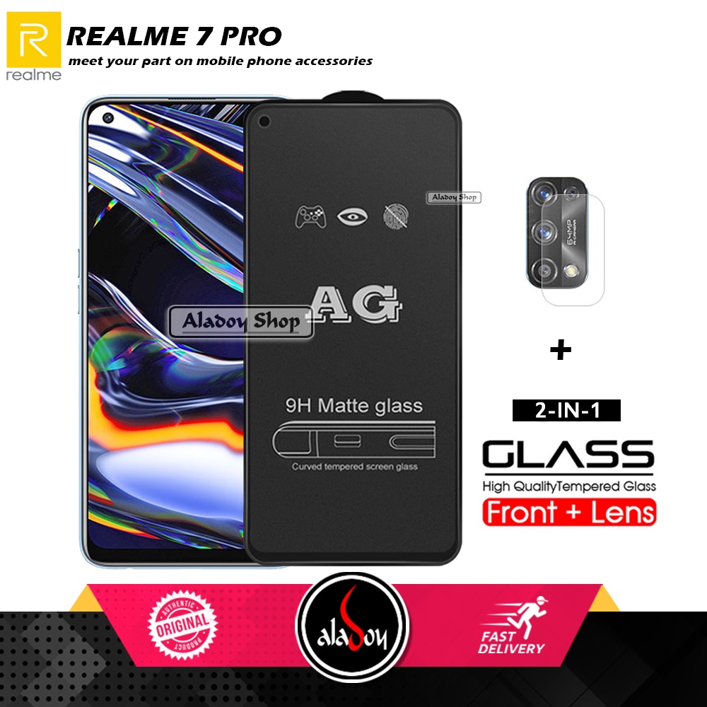 Realme 7 Pro PAKET 2IN1 Tempered Glass Matte Anti Glare Full Layar dan Tempered Glass Kamera