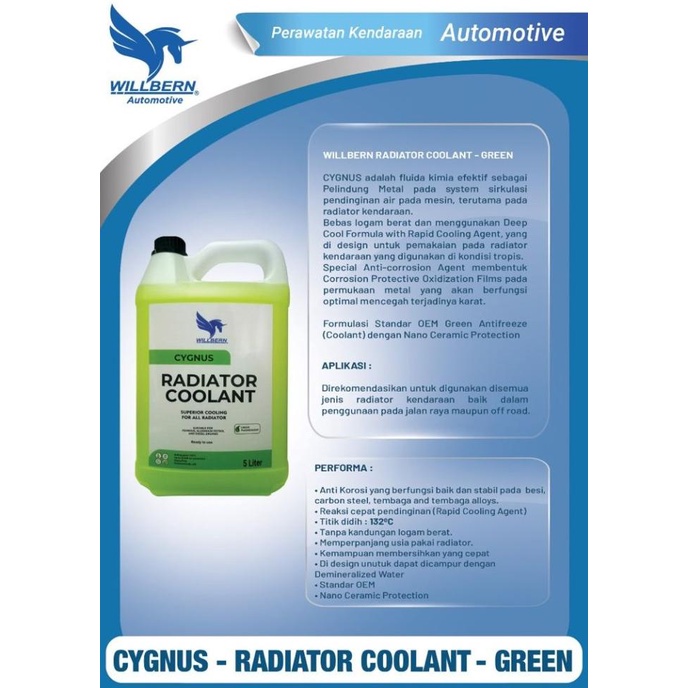 Air Radiator Mobil Willbern Radiator Coolant Hijau Green 5 Liter