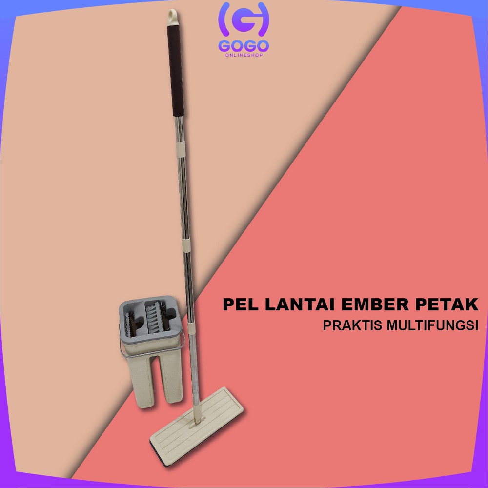 GOGO-C527 Pel Lantai Ember Petak Praktis Multifungsi / Kain Pel Pembersih Lantai / Mop Scratch Flat With Bucket