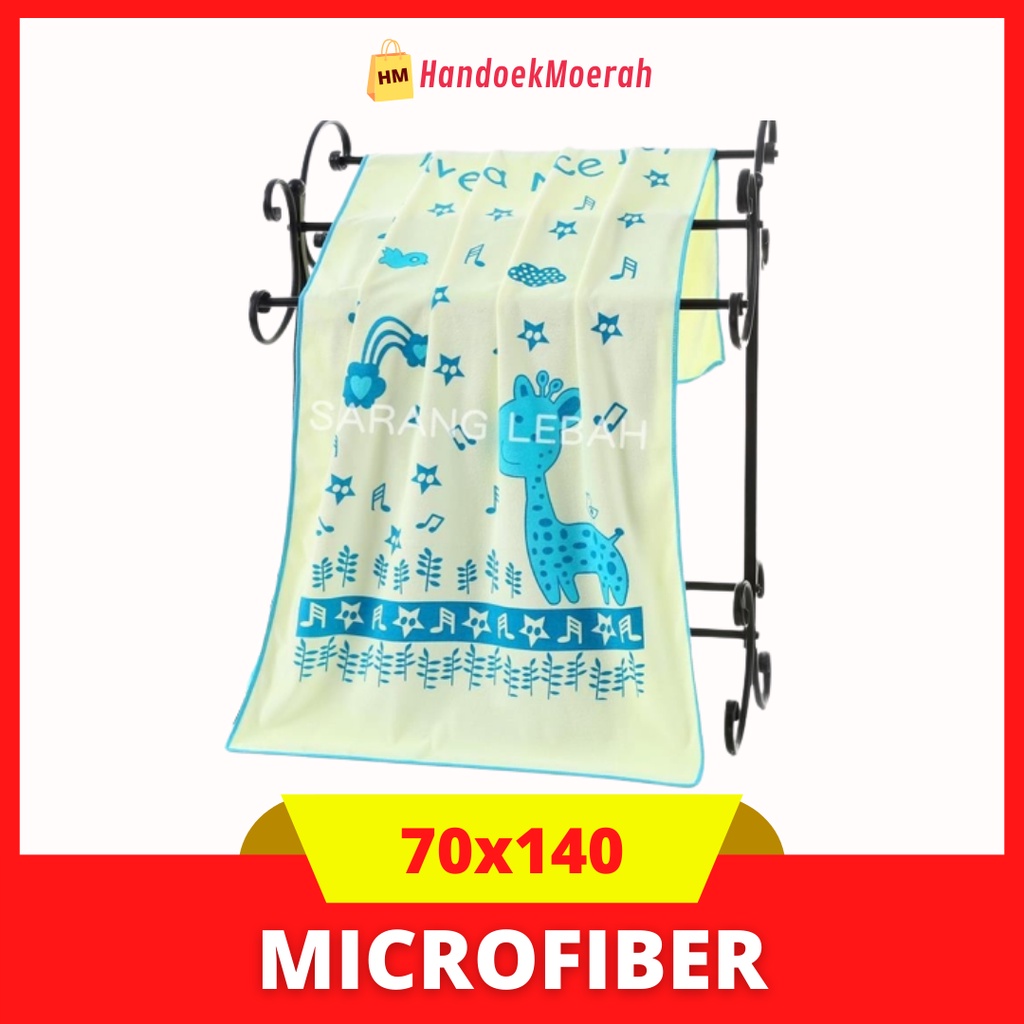 Handuk Mandi Baby Microfiber Murah / Towel Sarang Lebah Motif JERAPAH 60x120