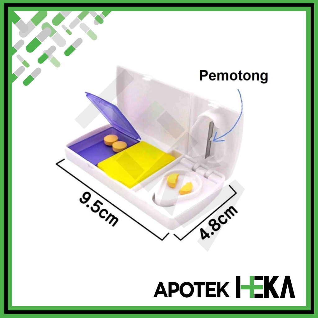 Kotak Obat isi 2 dengan Pemotong - Tempat Obat dengan Pemotong (SEMARANG)