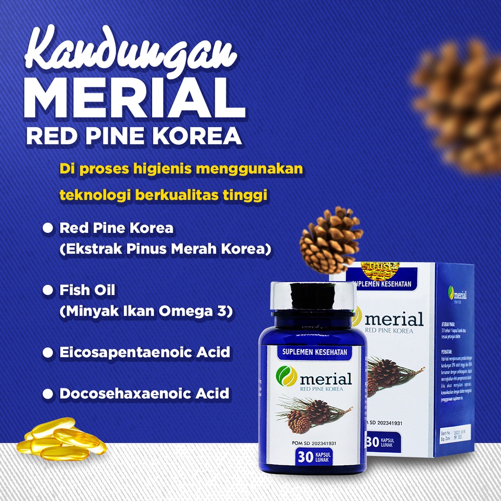 Merial Obat Kolesterol | Obat Kolesterol Merial Red Pine Korea 30 Kapsul + Gratis Madu