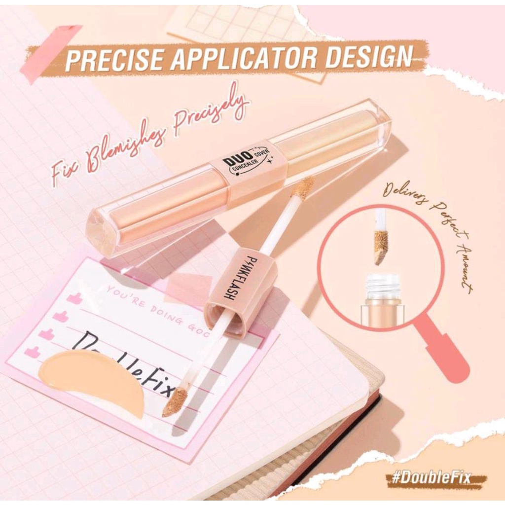 PINKFLASH Duo Cover Concealer PF-F18 | 2 in 1 Concealer | Dual Shade | Coverage | BPOM