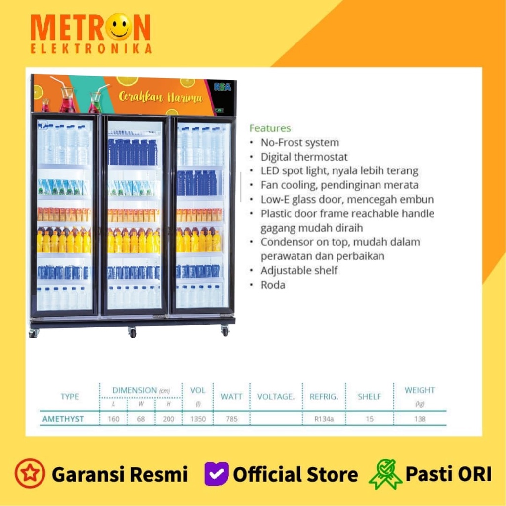 RSA AMETYST SHOWCASE COOLER 1300 LITER 785 WATT