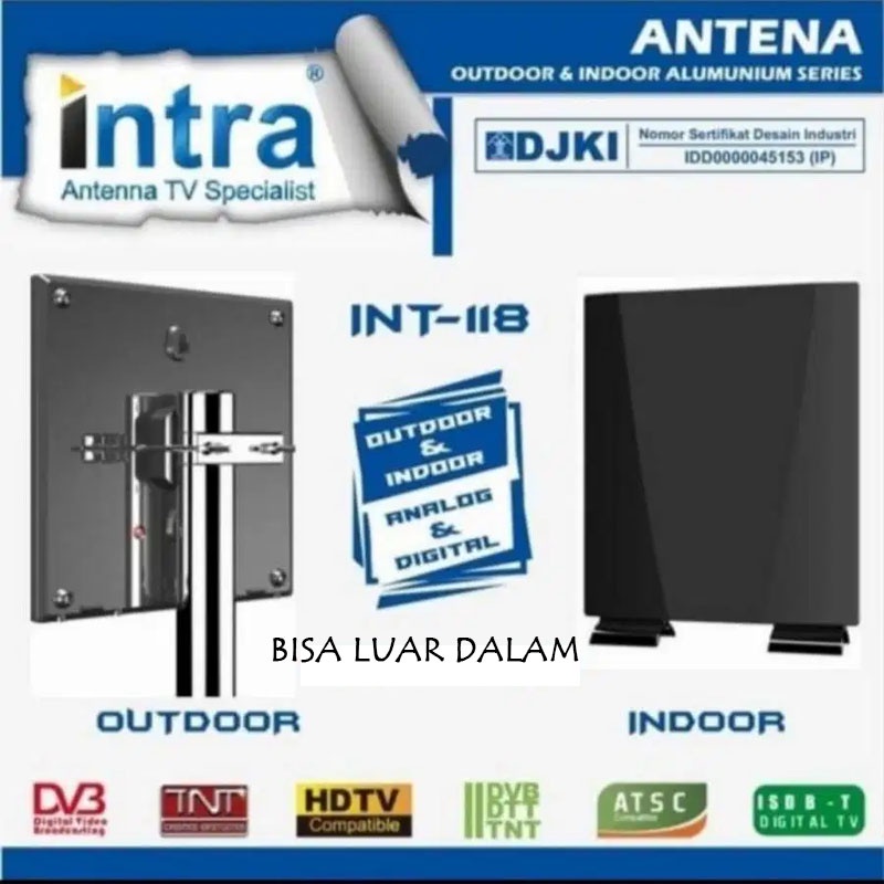 Antena Tv Digital Analog LED Bisa Indoor Outdoor Intra INT-118 ANTENA DIGITAL ANTENA UHF ANTENA TV I