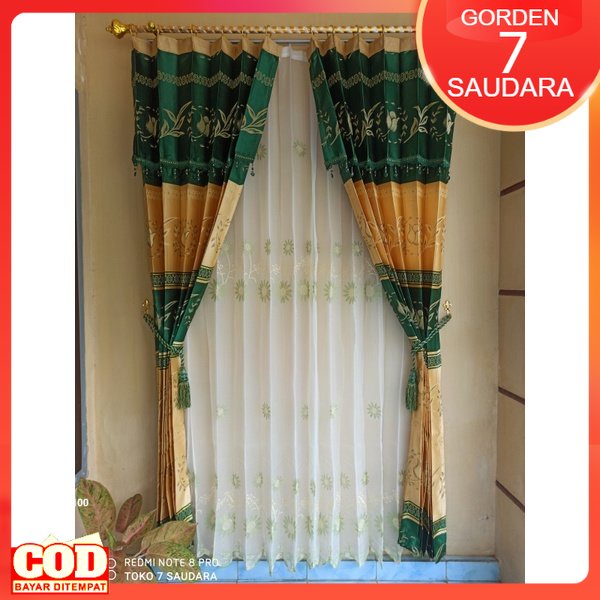 Gorden Jendela Motif Batik Prada Tirai Pintu Hordeng Korden Horden Gordyn Slambu Plisket Tebal Free