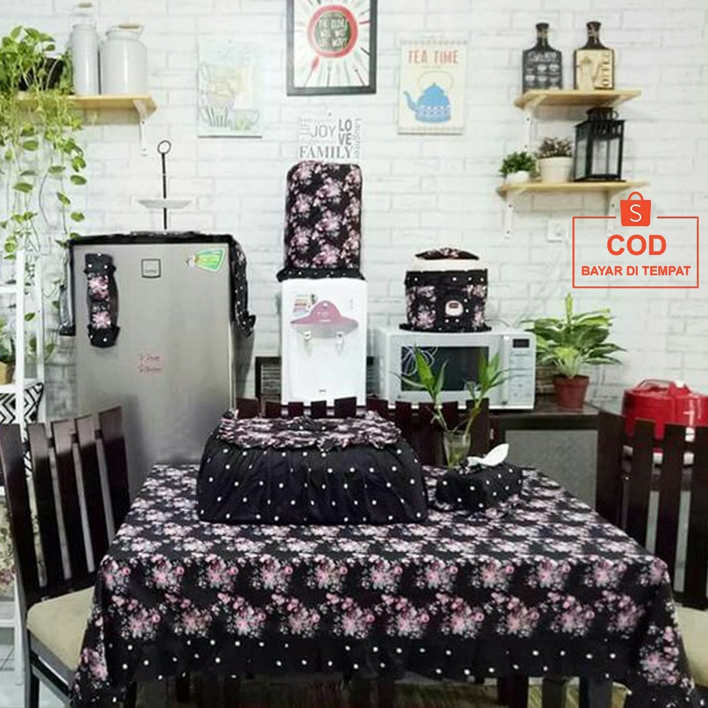 ✅COD Kitchen Set Isi 8 Pcs Taplak Meja Sarung Galon Kulkas Magicom Tudung Saji Tempat Tisu Aneka Motif Perlengkapan Dekorasi Dapur Dan Ruang Makan Rumah Minimalis Mewah