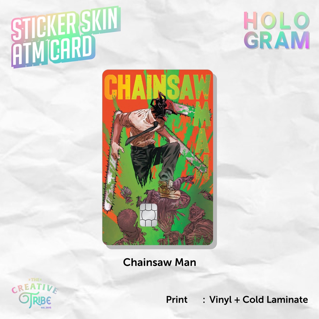 

Chainsaw Man - Sticker Skin Card HOLOGRAM - Vinyl ATM Debit Credit Etoll Stiker