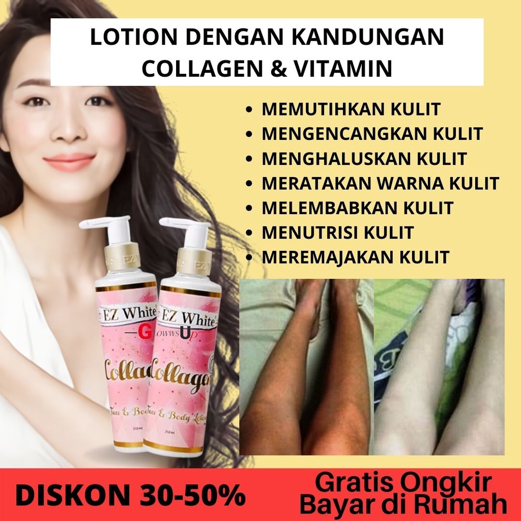 LOTION PEMUTIH EZ WHITE COLLAGEN FACE N LOTION 250ML ORIGINAL PEMUTIH BADAN PERMANEN PERAWATAN TUBUH