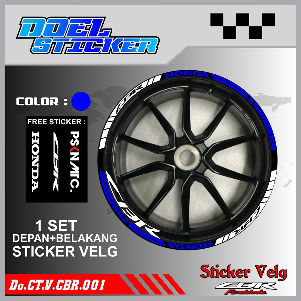 Stiker Cutting Velg CBR 150 Racing Lis List Variasi Custom Set Depan Belakang Doel 001