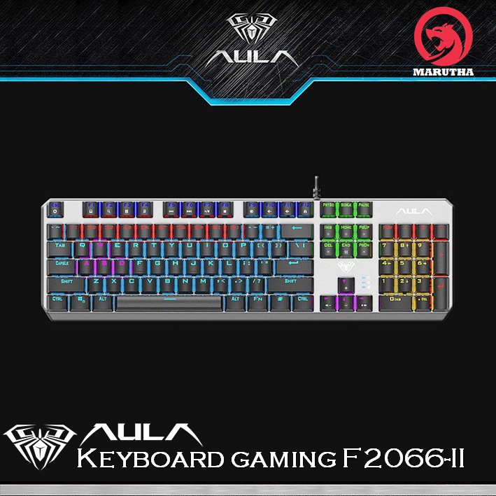 Aula Keyboard Gaming Mechanical F-2066 II / F2066-II Blue Switch With RGB Rainbow LED
