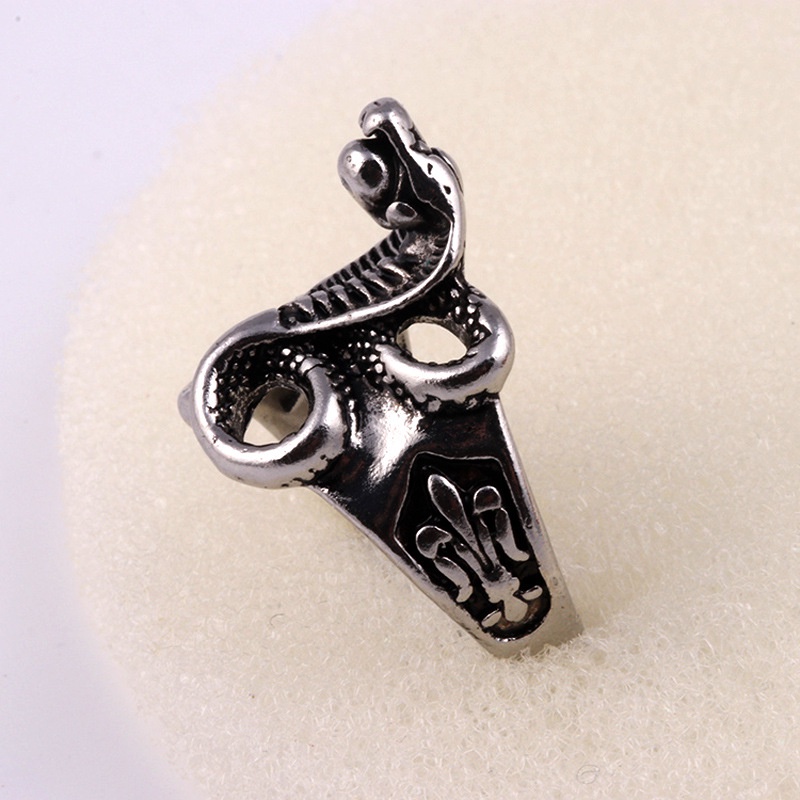 Cincin Desain Hewan Ular Zodiak Gaya Vintage Eropa Amerika retro Untuk Pria