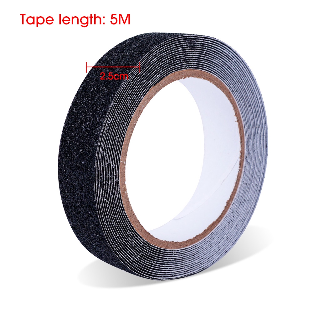 Tape Stiker Lantai Tangga Kamar Mandi Anti slip / Gesekan Tinggi 2.5cm / 5m Warna Hitam