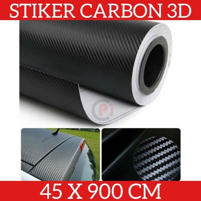 Sticker Carbon Karbon Stiker 3D Hitam Ukuran 45 x 900cm Fiber Car Wrap