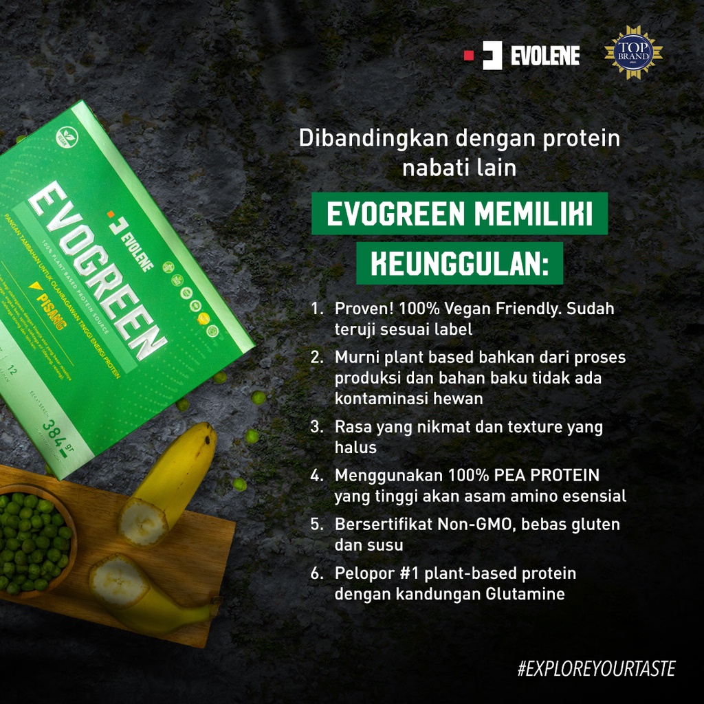 EVOLENE EVOGREEN 1 Sachet 1 Serving Vegan Protein Plant Based Supplement Suplemen Fitness BPOM HALAL EVO GREEN EVOGREN EVOLINE EVOLEN EVOLINE EVOLEN