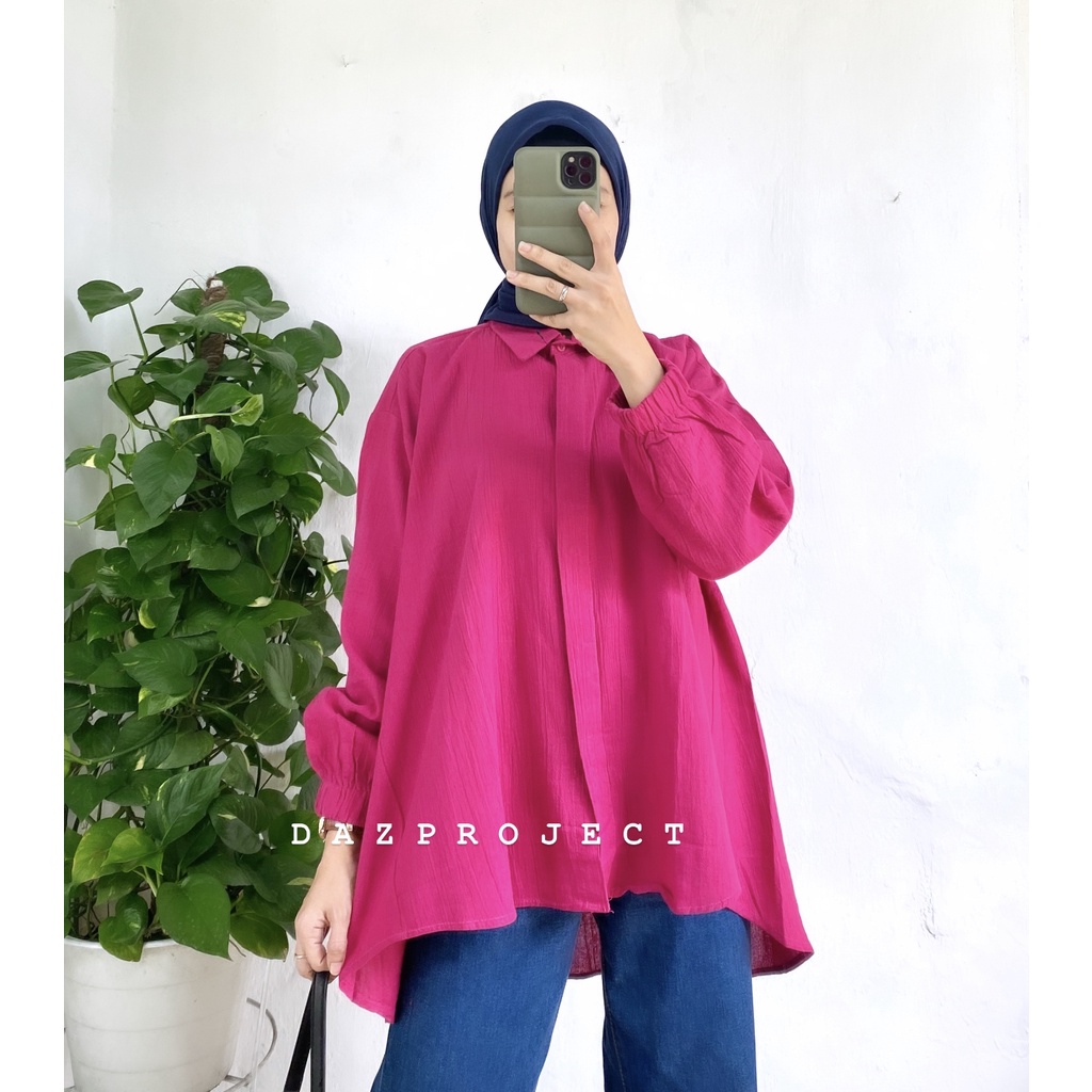 Chika Crincle Blouse Polos Kemeja Crincle Rami LD 130 by Dazproject