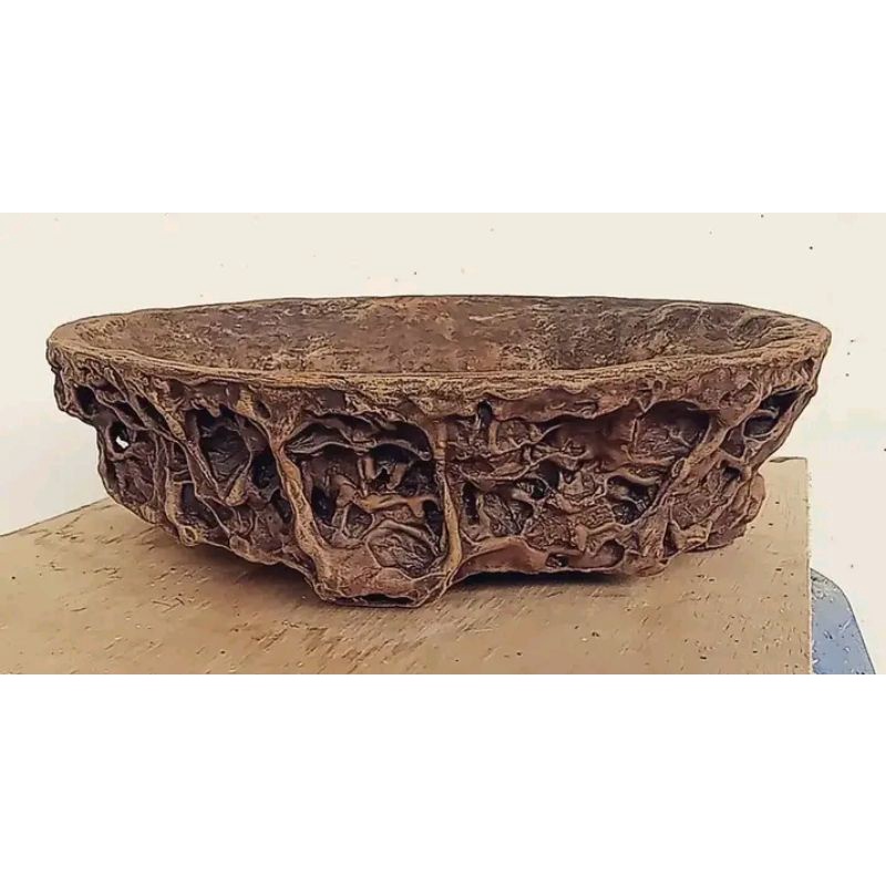 pot bonsai relief packing kayu