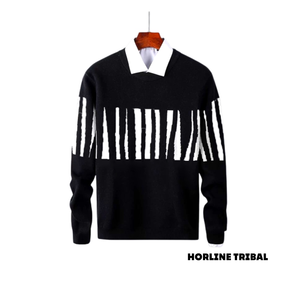 Sweater Rajut Pria Motif Horline 7get Tebal