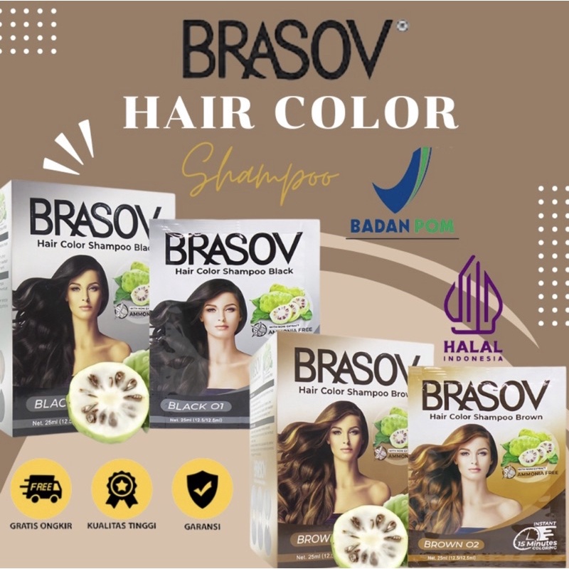 Brasov Hair Color Shampoo Extra Nino 25ml | Shampoo pewarna Rambut | Semir