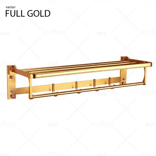 SET Rak Kamar Mandi Dinding Rak Handuk Sabun Tempat Tisu Gold Multifungsi Anti Karat Stainless Steel