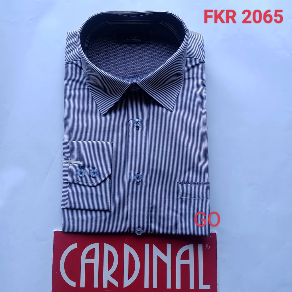 gof M-L R CARDINAL KEMEJA FORMAL PANJANG Regular Pakaian Kemeja Kerja Pria Kantor Acara Resmi Pakaian Wisuda Kotak-Kotak Garis Original FORMAL 1