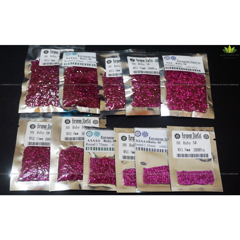 Permata Sirkon Cubic zirconia  Ruby Tabur 1000 Butir Grade AAA