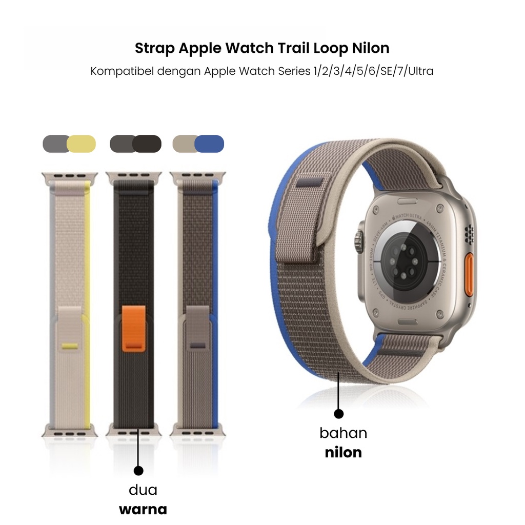 Tali Strap Apple Watch Trail Loop  Pengganti Strap untuk jam iWatch 7 6 SE 5 4 3 Ultra bahan Nilon Premium