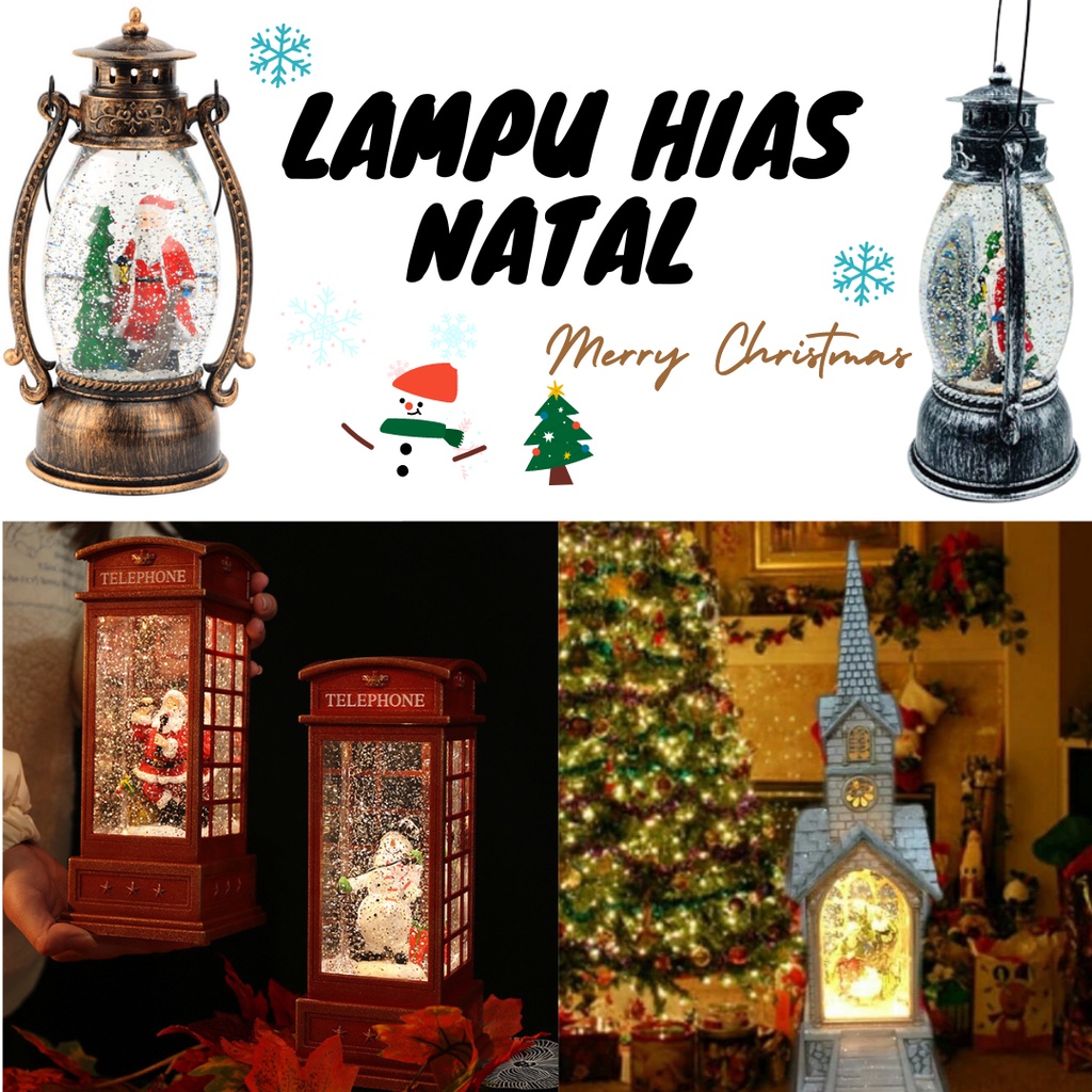 Lampu Pajangan Dekorasi Natal Souvenir Glitter Bola Salju Bunda Maria Bola Salju Lentera Santa Clause Glitter