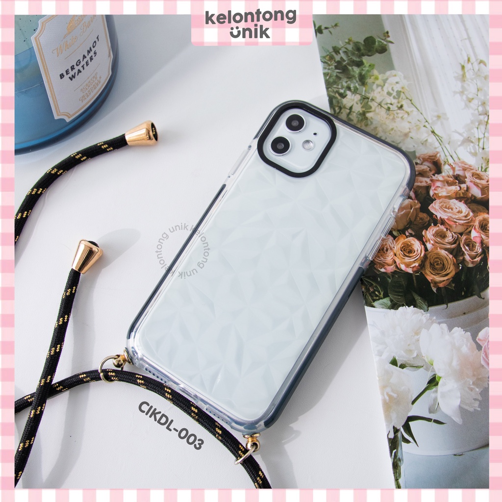 (Seri 2) For iPhone - Anti Knock Diamond Lanyard Soft Case/ Sling Case Tali