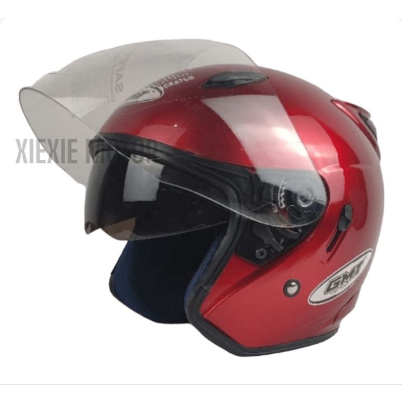 HELM HALF FACE DOUBLE VISOR GMT ORIGINAL HELM SEPEDA MOTOR HELM BIKER HELM PRIA HELM WANITA HELM SNI