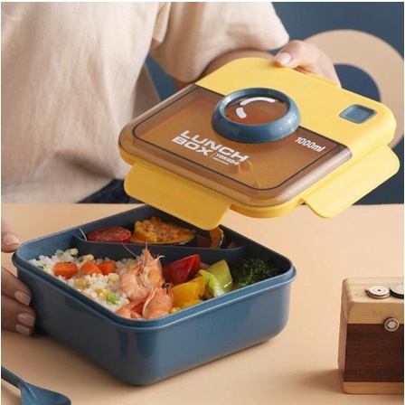 Lunch Box Anak / Dewasa Kotak Bekal Tempat Makan 2 Sekat 1000 ml Model Kamera