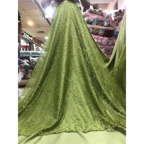 kain bahan tile akar mutiara/bahan kebaya brokat tulle