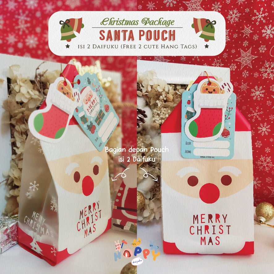 

PO Hampers Natal Mochi Daifuku Strawberry Ogura Santa Pouch isi 2 pcs (Sameday & Instant)