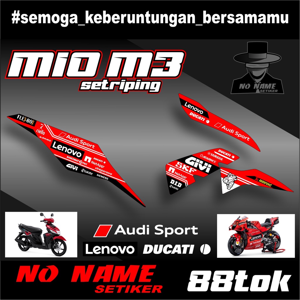 Sticker Striping mio m3 VARIASI DUCATI GP(88TOK) - decal Stiker setriping Variasi List Motor