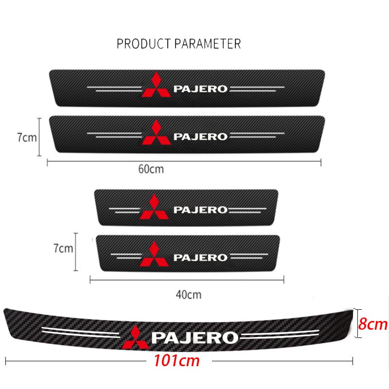 Stiker Pelindung Pintu Mobil Bahan Kulit Serat Karbon Anti Gores Untuk Mitsubishi Pajero V60 V80 Pajero Sport RalliArt