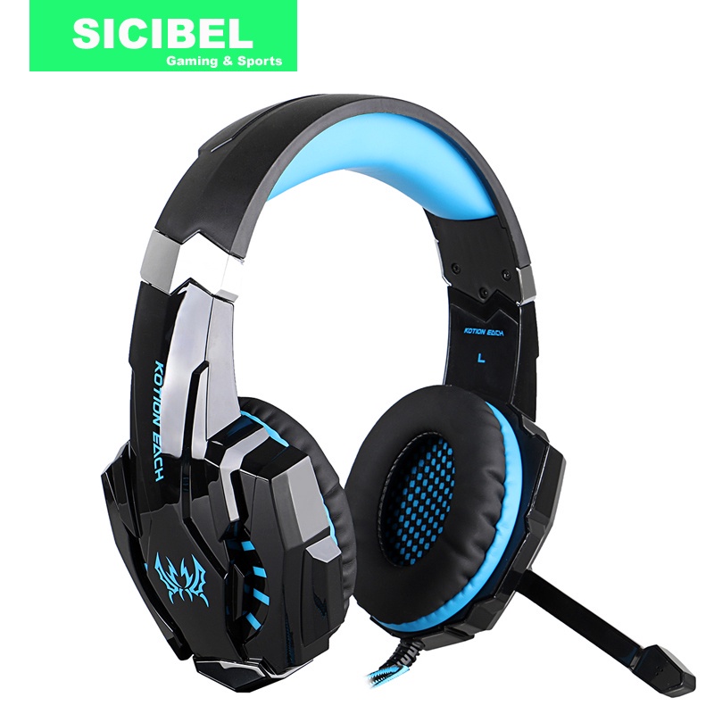 Sicibel G9000 Headset Gaming Deep Bass Stereo Dengan Mikrofon + Lampu LED Untuk PC / Laptop