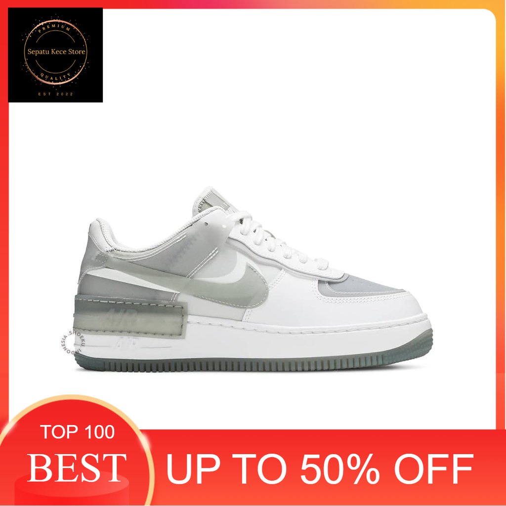 Sepatu Sneakers Wmns Air Force 1 Shadow SE 'Particle Grey' Import Original Pria Wanita