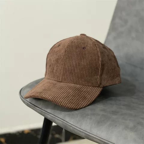 Corduroy Solid Color Korean Version Metal Button Baseball Cap Adjustable Keep Warm Autumm Unisex