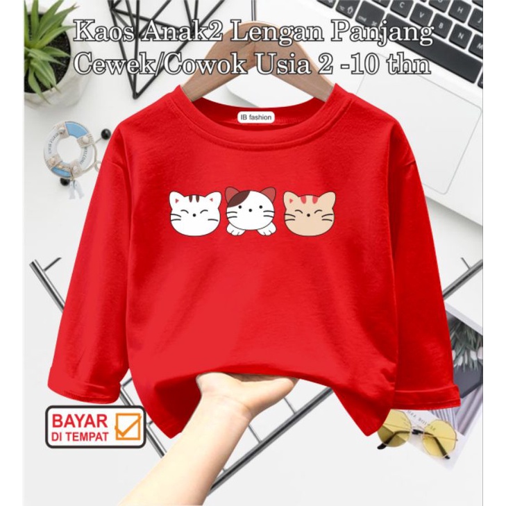 ((IB))KAOS ANAK UNISEX PANJANG/KUCING DIGITAL SABLON