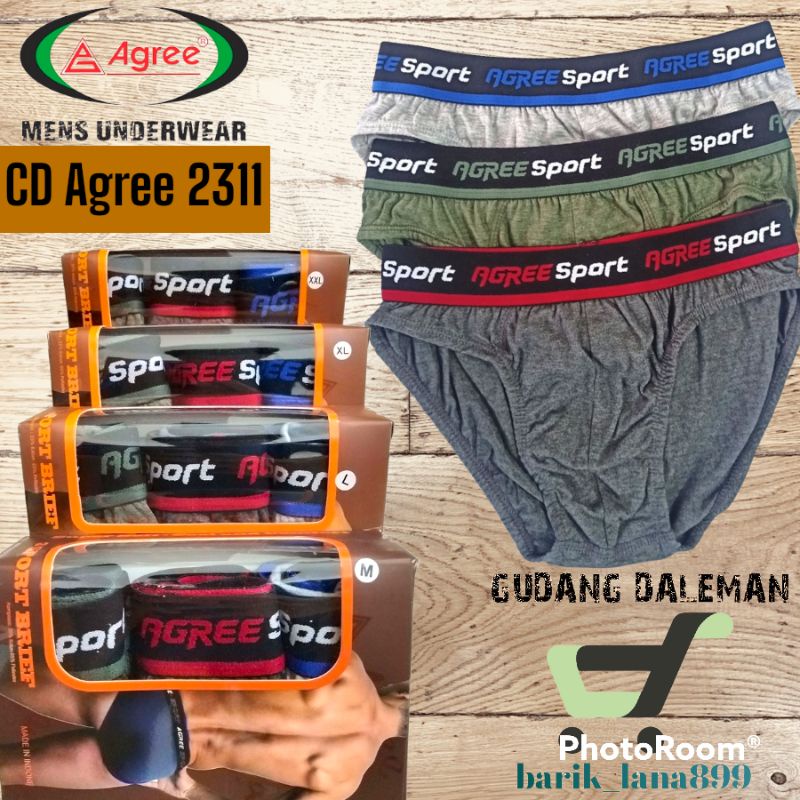 AGREE SPORT 2311 BIG SIZE - Celana Dalam Pria Jumbo 3 Pcs | CD Cowok Karet Luar Size M - XXXXXL | Pakaian Dalam | GUDANG DALEMAN