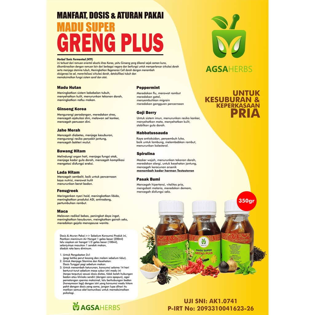 Madu Ginseng Agsa Herbs#Madu Pria Perkasa#Madu Ginseng Korea