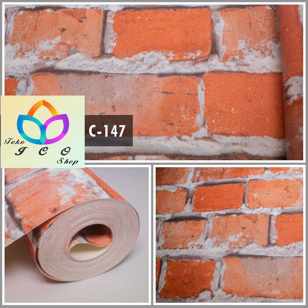 Wallpaper Dinding Vinyl Batu Bata