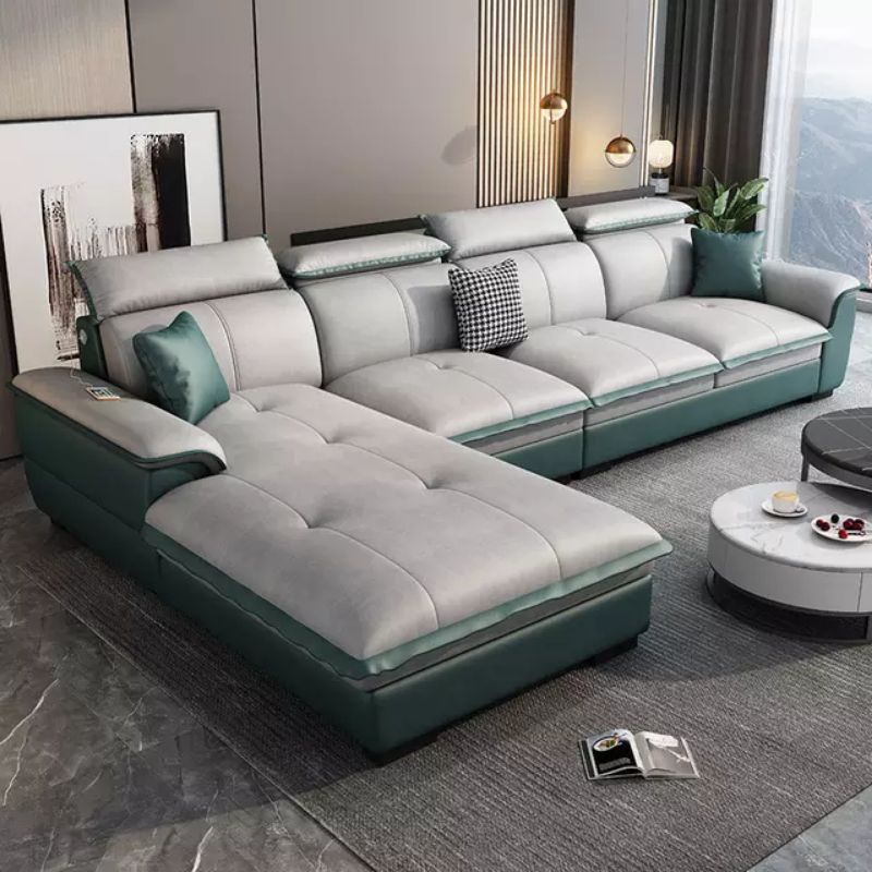 sofa kulit model L shape minimalis modern