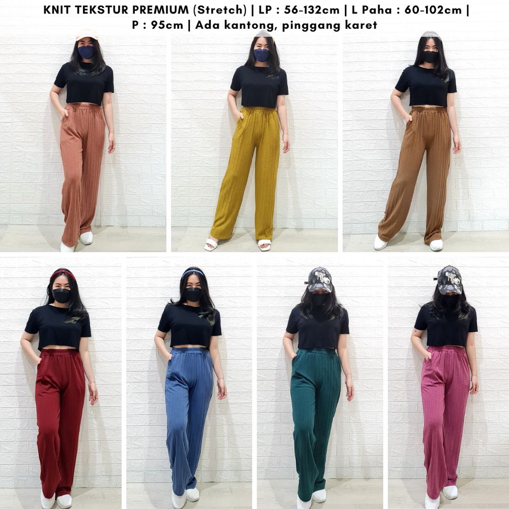 ready 4436 tuesday knit pants culottes polos bahan rib knit premium bigsize