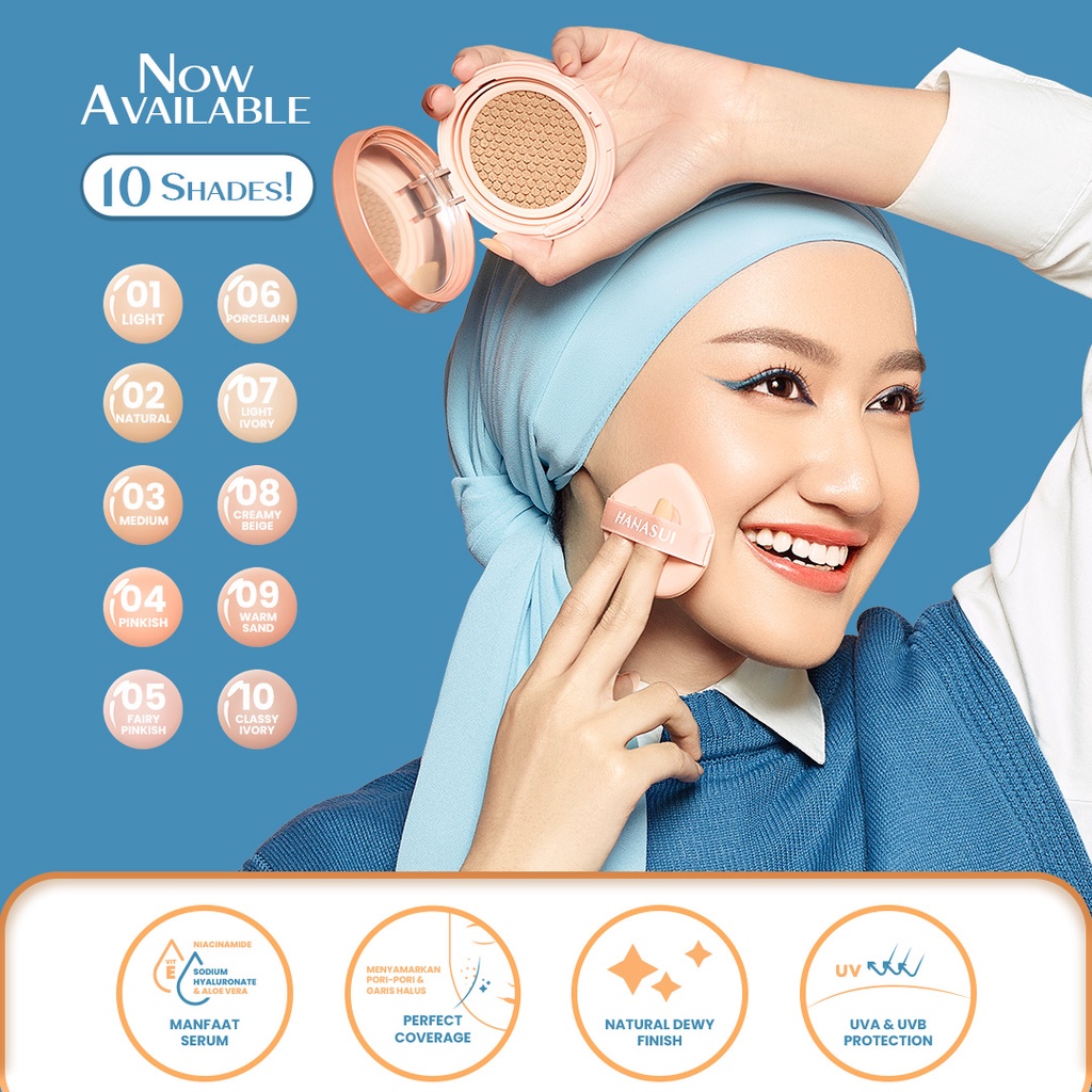 ❤ BELIA ❤ HANASUI Serum Cushion 15g | Foundation | Flawless | Natural Dewy Finish | Perfect Coverage | BPOM