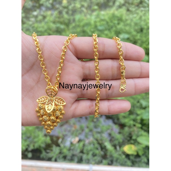 Kalung koin medan anggur besar 3 suku uk 60 cm / warna emas 24k