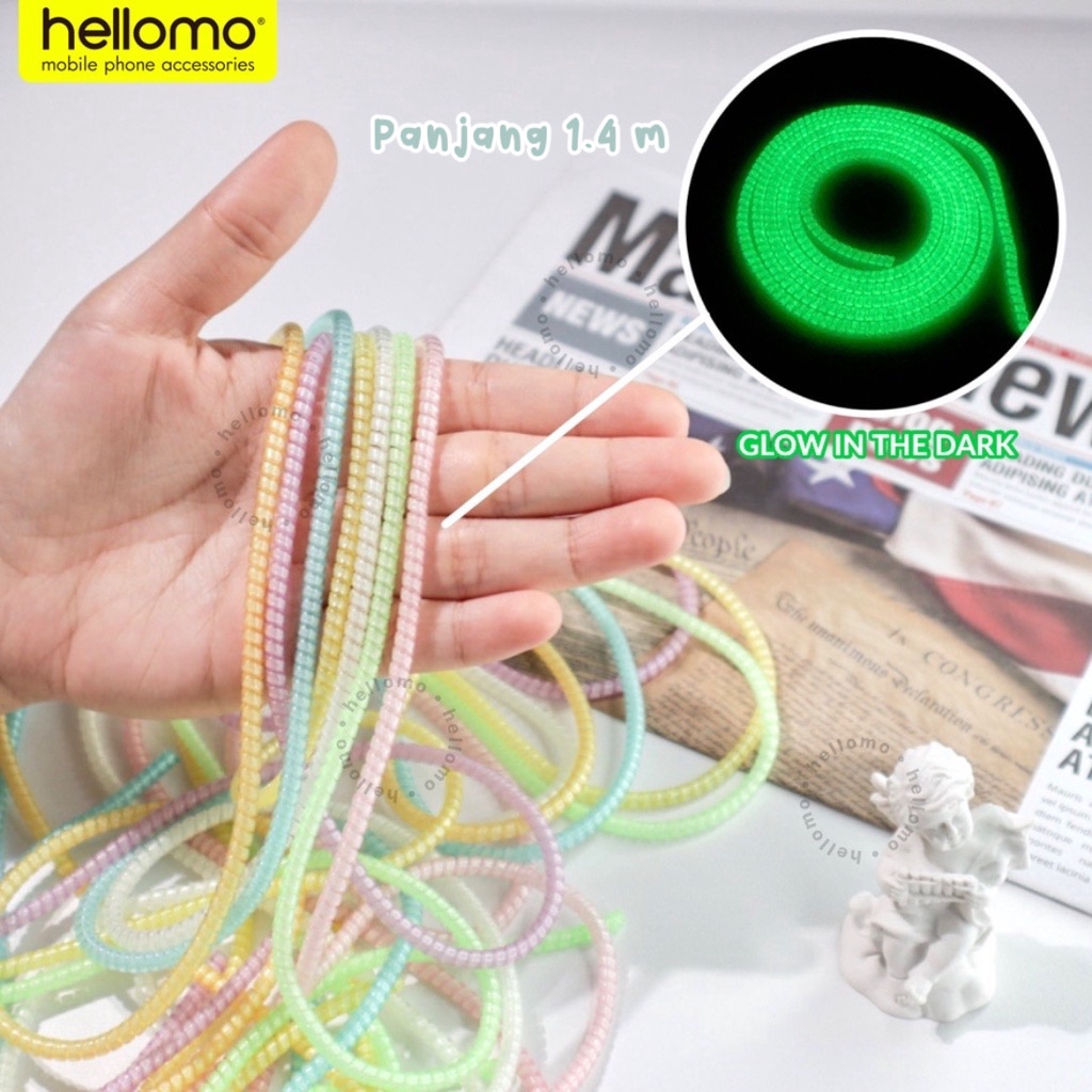 Pelilit Kabel Hp Glow in the dark Pelindung Spiral Penggulung Cable Charger Casan