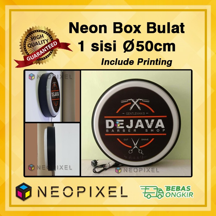 NEON BOX NEON SIGN MURAH BULAT 1 SISI DIA 50 CM TERMASUK PRINTING