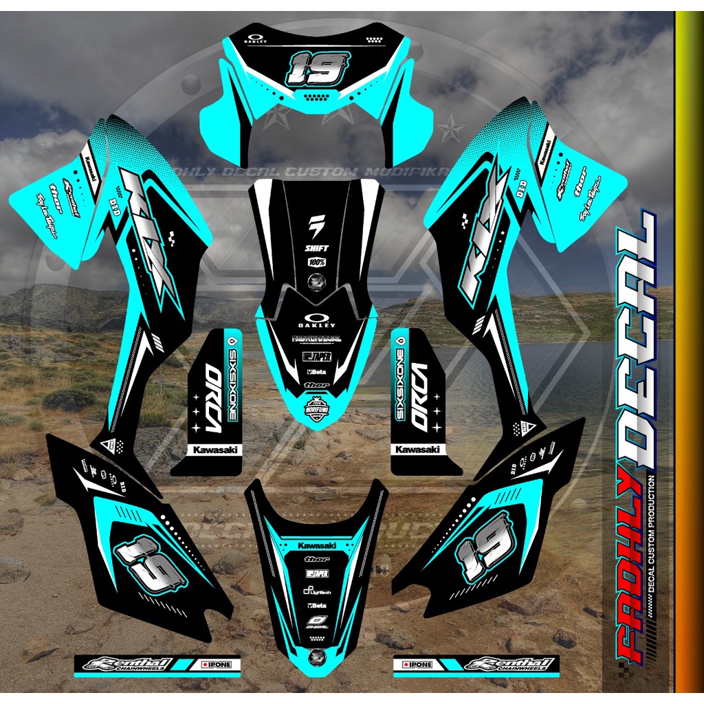(MURAH BERKUALITAS) Decal Khusus body standart KLX BF / G / Extreme HITAM TOSCA PUTIH KEREN STICKER 
