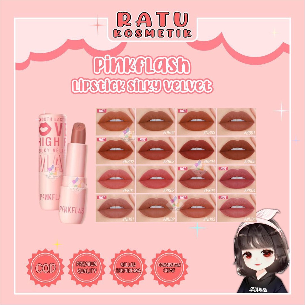 ❤ RATU ❤ Pinkflash Lipstick Silky Velvet | Lipstik Lipcream Pink Flash PF-L05